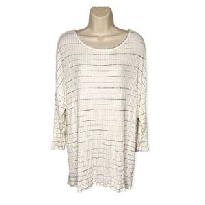 Hummingbird Striped 3/4 Sleeve Ribbed Knit‎ Top Women’s Size 3XL